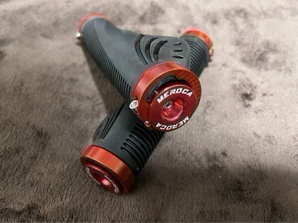 レッド 赤 通気性 ハンドルバー グリップ アルミ キャップ 自転車 MTB マウンテンバイク クロスバイク エルゴグリップ