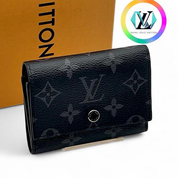 【新品に近い】ルイヴィトン LOUIS VUITTON ヴィトン モノグラム エクリプス ヴィクターウォレット 財布 現行 M12598 折り財布 レザー 黒