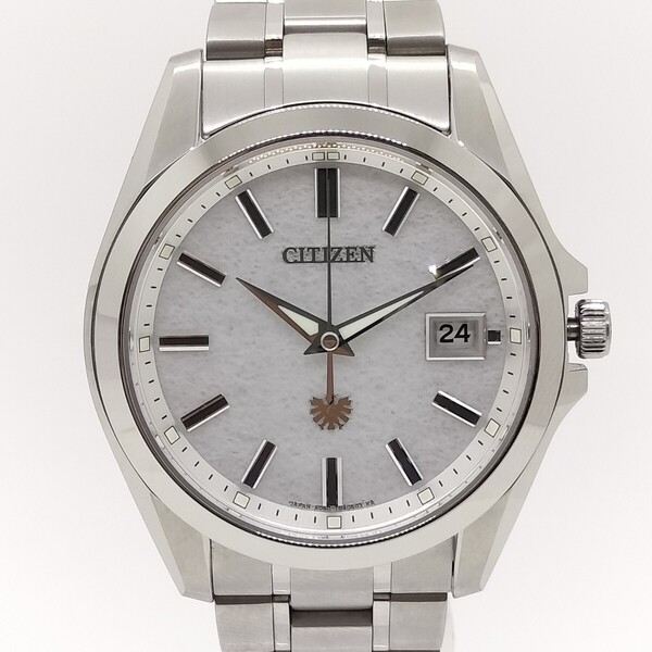 【美品】シチズン The CITIZEN ザ・シチズン 和紙文字盤 高精度エコ・ドライブ AQ4091-56A 箱保付きメンズ腕時計