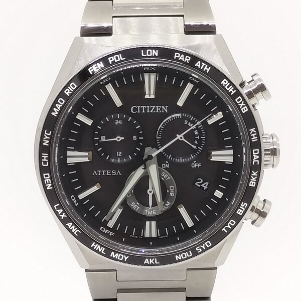 【美品】CITIZEN シチズン ATTESA アテッサ CB5966-69E アクトライン エコ・ドライブ電波 箱付きメンズ腕時計