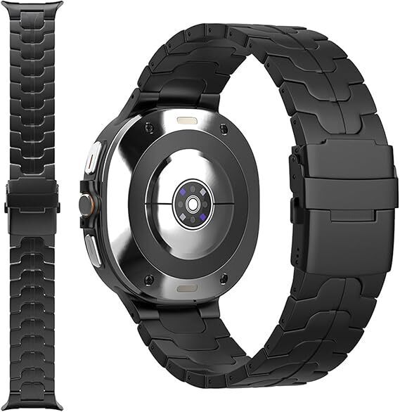 Galaxy watch 7 Ultra バンド チタン金属バンド ギャラクシーウォッチ 7 ウルトラ 交換バンド チタニウム 調節可能 (ブラック)