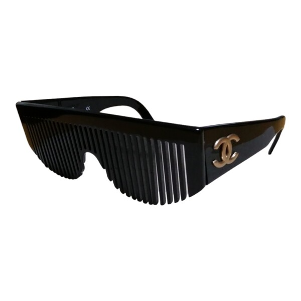 レア 美品 vintage CHANEL 90s 1993 ヘアコーム サングラス hair comb sunglasses CC logo 黒 金 04171 94305 ココマーク ケース付属 櫛