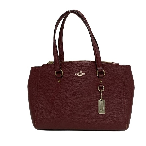 COACH コーチ パテントレザー ハンドバッグ ボルドー系 美品 COACH パテントハンドバッグ 2way 斜め掛け ボルドー