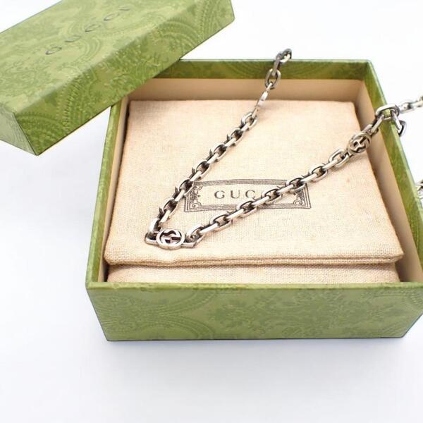 箱 GUCCI グッチ インターロッキング ネックレス 60cm 925 メンズ シルバー スターリングシルバー 3160