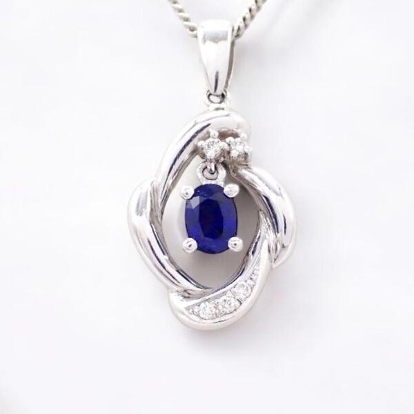 箱 タサキ TASAKI 田崎真珠 サファイア ダイヤモンド ダイヤ 0.61ct 0.05ct ネックレス ペンダント プラチナ Pt900 3281