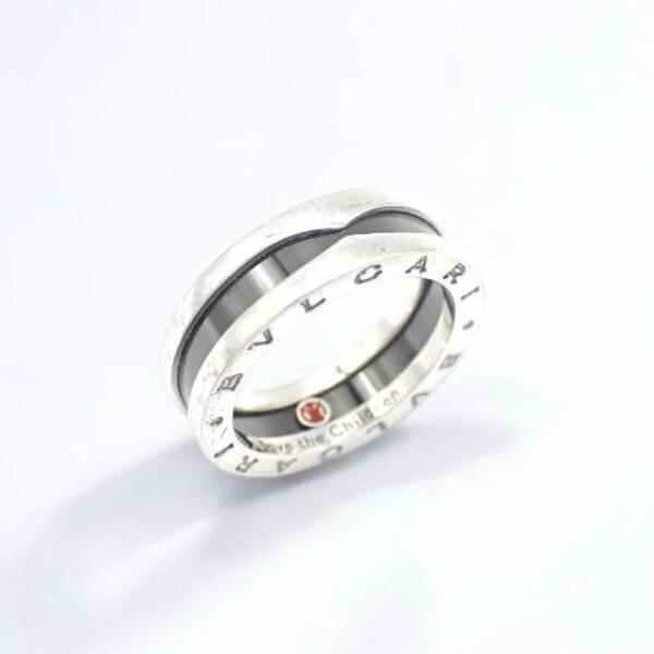 BVLGARI ブルガリ セーブザチルドレン 57 リング 指輪 925 セラミック ブラック シルバー 16号 3173