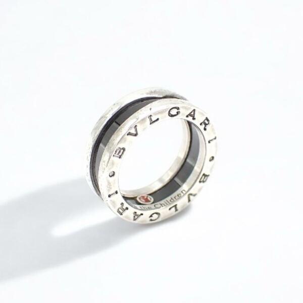 付属品完備 BVLGARI ブルガリ セーブザチルドレン リング 指輪 48 7.5号 925 ブラック セラミック 3169