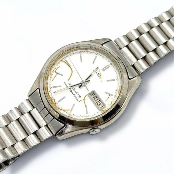 稼動 セイコー アルバ 腕時計 自動巻き ヴィンテージ デイデイト SEIKO Y622-8000 時計 QZ ALBA 3針 ラウンド デイト 機械式 3277