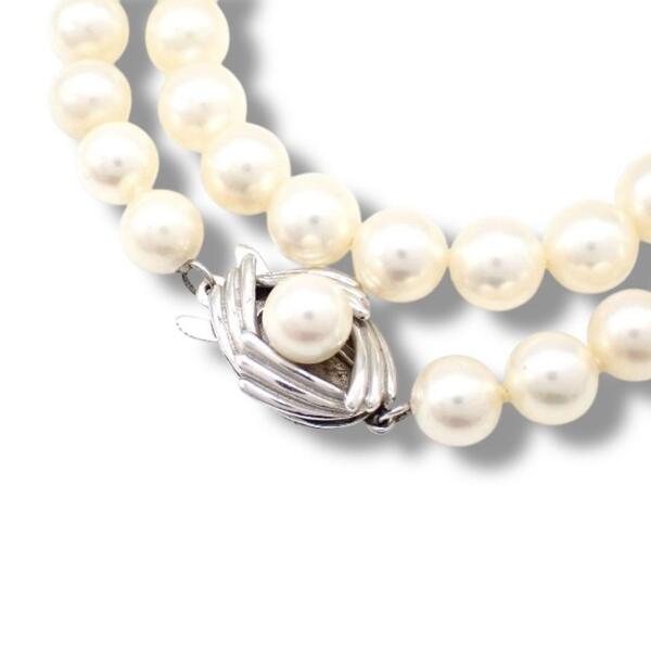 MIKIMOTO ミキモト 6.5〜7.5mm あこや 真珠 パール チョーカー ネックレス K14 WG ホワイトゴールド 3349