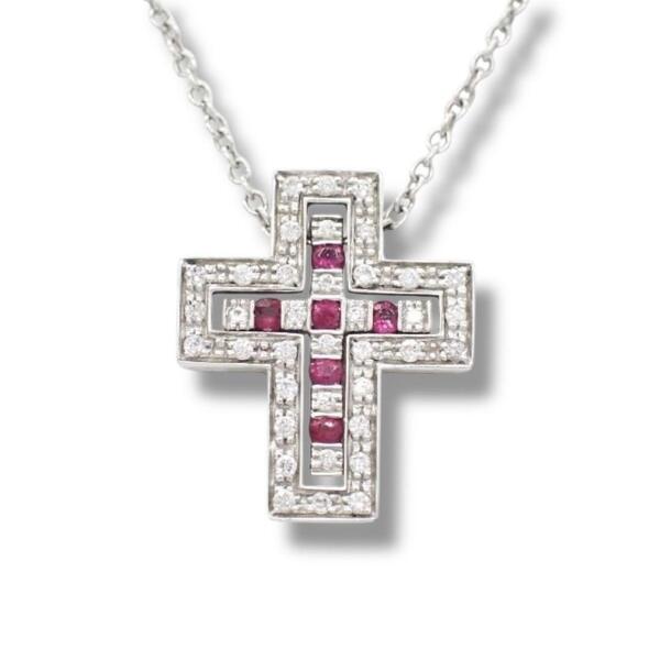 DAMIANI ダミアーニ ベルエポック クロス ルビー ダイヤモンド ダイヤ ネックレス ペンダント 750 K18WG ホワイトゴールド 3347