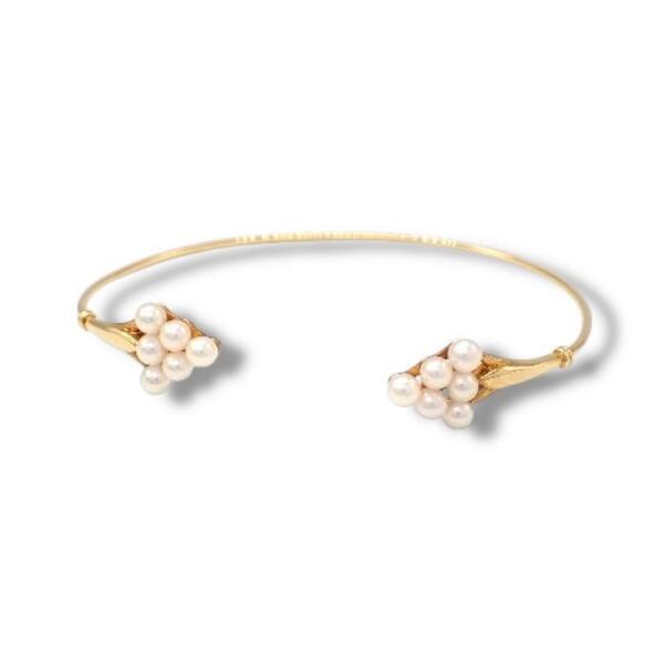 ミキモト MIKIMOTO バングル ブレスレット 3.5mm ベビーパール あこや 真珠 K18 イエローゴールド 750 3411