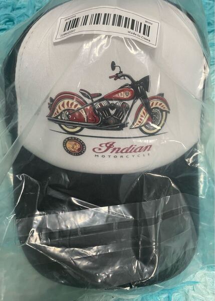 帽子/野球帽/キャップ『INDIAN MOTORCYCLEインディアンモーターサイクル メッシュ プリント 白/黒』新品