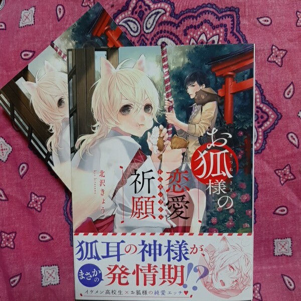 お狐様の恋愛祈願/北沢きょう★コミコミイラストカード、初版帯付き