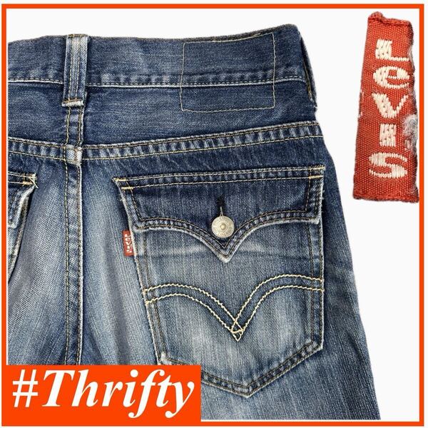 送料無料 即決★リーバイス 702 W32★ ハーフパンツ フラップポケット ダメージ ハチノス ヒゲ Levi's メンズ ジーンズ アメカジ p240408