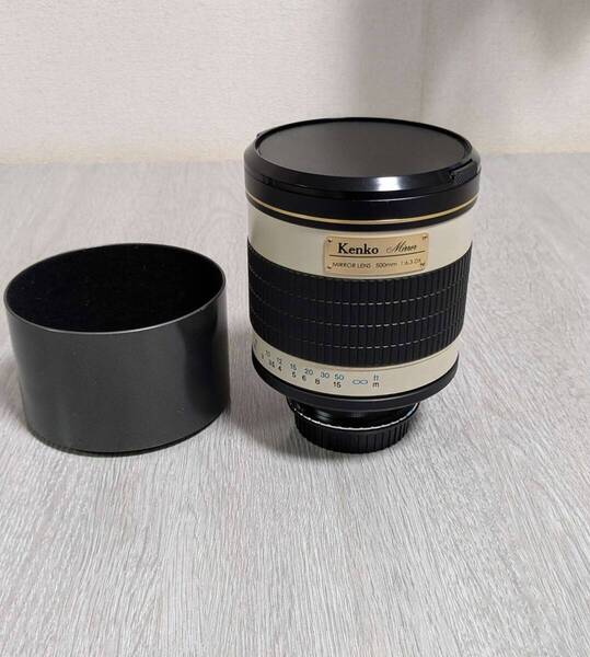 ケンコー Kenko MIRROR LENS 500mm F6.3 DX フード付き プラクチカTマウントアダプター+EOS変換アダプタ電子接点付