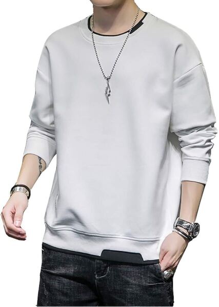 トレーナー メンズ パーカー Tシャツ 長袖 春秋服 ゆったり シルエット プルオーバー トップス カジュアル 2xl
