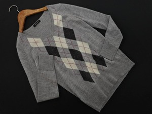 COMME CA ISM COMME CA ISM трикотажный джемпер из шерстяной смеси аргайл размерM/серый ◇■ fea9 Ladies