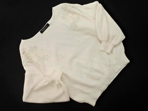 QUEENS COURT Queens Court объемный рукав кружевной трикотажный джемпер размер 2/белый ■◇ ☆ feb9 Ladies