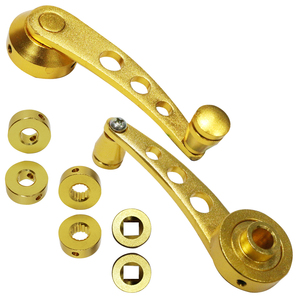 【左右セット】汎用 ウインドウ クランク ハンドル アルミ製 手巻き 手動 ジムニー SJ30 JA71 JA22 JA12 金 ゴールド 旧車