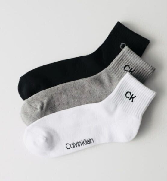 【新品未使用】CALVIN KLEINカルバンクライン Calvin Klein メンズ ソックス 抗菌防臭 靴下 3足セット 25cm〜27cm 送料無料