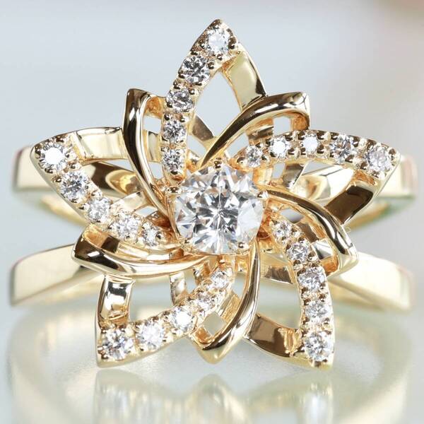 K18 YG Wish upon a star ダイヤモンド 0.267ct 0.15ct リング フェスタリア 750 12号