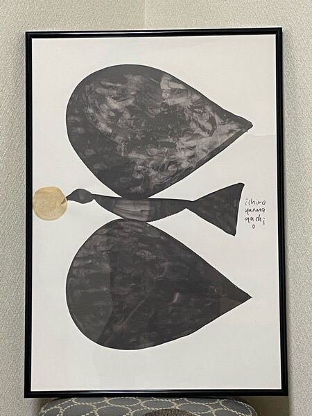 【ゆうパック送料無料】貴重 ジグレー 山口一郎 Black Bird ブラックバード 額装 ポスター 絵画 IDEE イデー 北欧インテリア