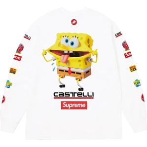 新品未開封 Sponge Bob Castelli Cycling L/S Tee White 長袖 Tシャツ 25SS 白 スポンジボブ カステリ サイクリング