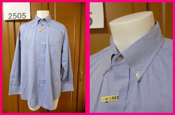 送料無料【美品クリーニング済】CHAPSチャプス・長袖シャツ2XL ブルー リンクルフリーでシワになりにくい ボタンダウン ラルフローレン