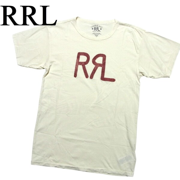 RRL ダブルアールエル ロゴ コットン ジャージー Tシャツ S ナチュラル ガーメントダイ
