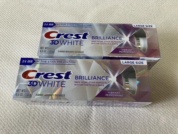 クレスト 3Dホワイト ブリリアンス バイブラント ペパーミント 130g×2個 ラージサイズ 歯磨き粉 大容量 USA Crest 3D White Brilliance