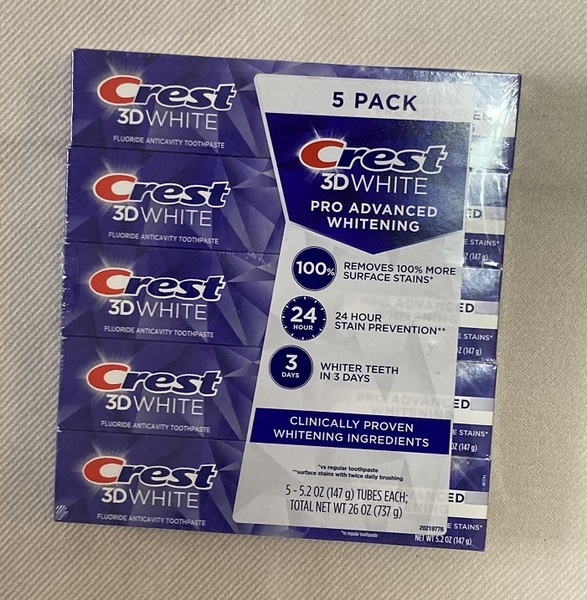 クレスト 3Dホワイト プロ アドバンス ホワイトニング 147g×5個 大容量 歯磨き粉 ラージサイズ USA Crest 3DWHITE PRO ADVANCED WHITENING