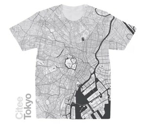Citee: City maps printed on T-shirts(サイズM) 2枚/TOKYO地図柄 白と黒