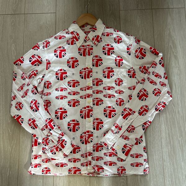 90s 当時物 a bathing ape 長袖シャツ M 国旗タグ柄 アベイシングエイプ ユニオンジャック