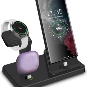 PSE済Samsung と互換性のあるワイヤレス充電器、3 in 1充電スタンド