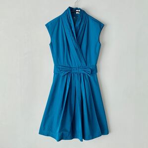 Lanvin on Bleu サテン ワンピース ドレス M ランバンオンブルー ノースリーブ
