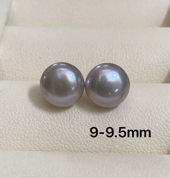 照り良く 直結 パールピアス 本真珠 バロック グレー アレルギー対策 9-9.5mm a2