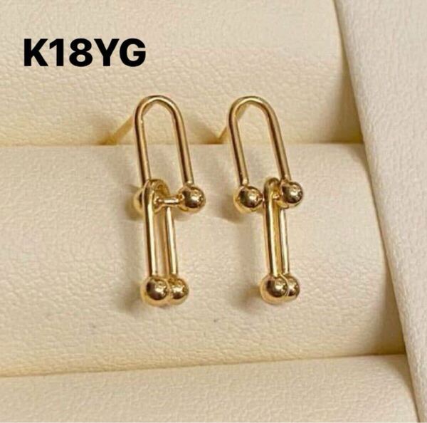 ☆新品☆ k18金 イエローゴールド 馬蹄 ピアス k18YG ピアス AU750刻印あり za18