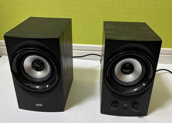 ハイパワーUSBスピーカー サンワサプライMM-SPU9BK【センターキャップ破損あり】