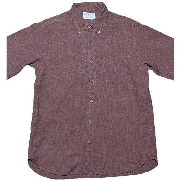 LINIFICIO FOR UNITED ARROWS GREEN LABEL RELAXING 半袖ボタンダウンリネンシャツ ブラウン Lサイズ グリーンレーベルリラクシング