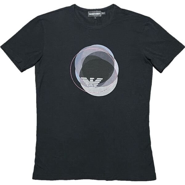 EMPORIO ARMANI クルーネックプリントTシャツ ブラック Sサイズ エンポリオアルマーニ アルマーニ Tシャツ