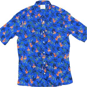 タグ付き新古品 MADE IN ITALY製 Capri アロハシャツ ネイビー Mサイズ カプリ イタリア製 半袖シャツ ブルー