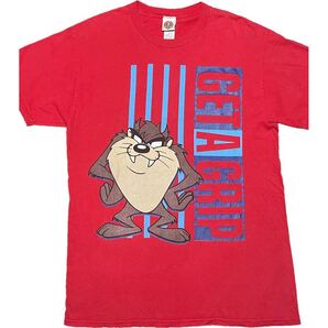 MADE IN MEXICO製 Looney Tunes Tasmanian Devil キャラクタープリントTシャツ レッド Lサイズ ルーニーテューンズ タズマニアンデビル