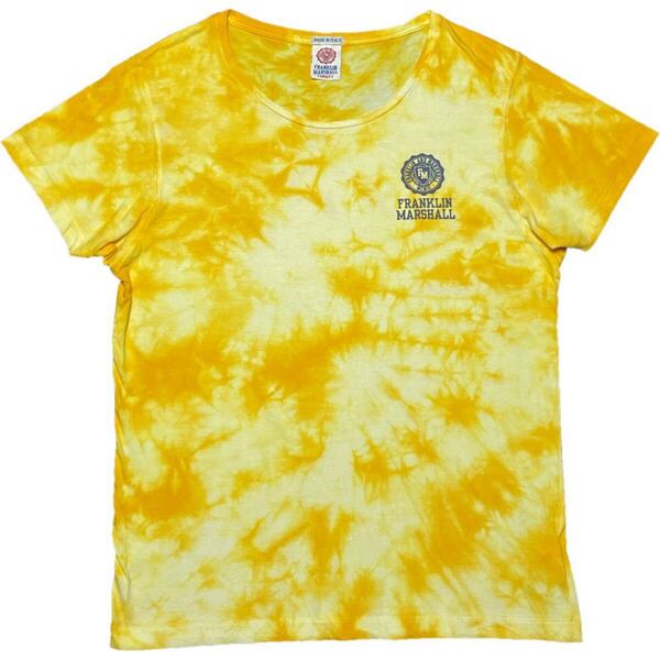MADE IN ITALY製 FRANKLIN MARSHALL VARSITY タイダイ染めプリントTシャツ イエロー Lサイズ フランクリンマーシャル イタリア製 Tシャツ