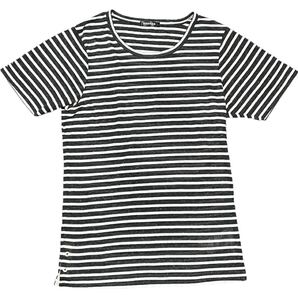 DENHAM リネン混半袖ボーダーTシャツ ブラック×ホワイト Sサイズ デンハム Tシャツ