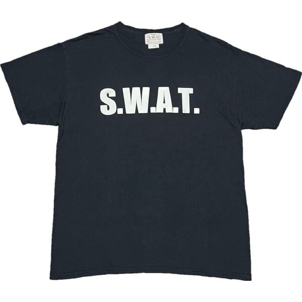 S.W.U standard surplus uniform S.W.A.T. 半袖プリントTシャツ ブラック Lサイズ スワット ミリタリー 軍物