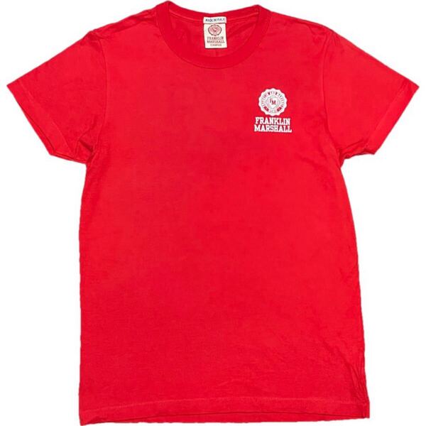 MADE IN ITALY製 FRANKLIN MARSHALL CAMPUS 半袖クルーネックプリントTシャツ レッド Sサイズ フランクリンマーシャル イタリア製 赤