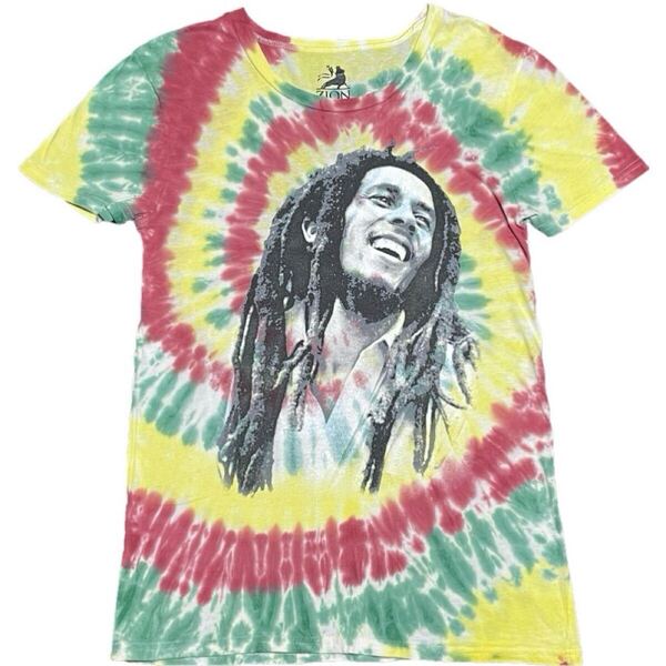 ZION ROOTSWEAR BOB MARLEY タイダイ染めTシャツ ラスタカラー Mサイズ ザイオン ボブマーリー レゲエ REGGAE バンドTシャツ アーティスト