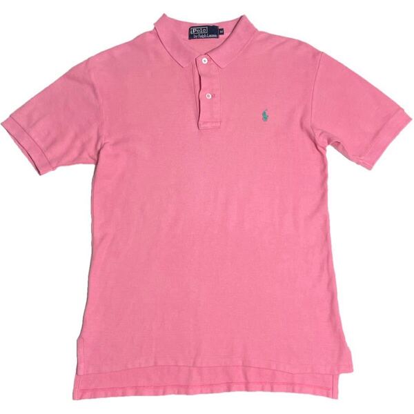 90s ナイガイ製 Polo by Ralph Lauren 半袖鹿の子ポロシャツ ピンク Mサイズ ポロラルフローレン ラルフローレン ポロバイラルフローレン