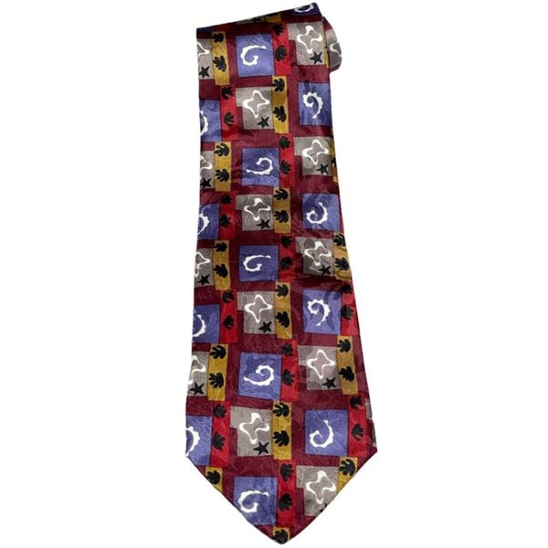 MADE IN ITALY製 GHERARDESCA 総柄シルクネクタイ マルチカラー イタリア製 ネクタイ