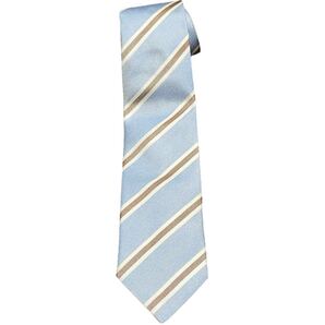 MADE IN ITALY製 Alessandro Masi レジメンタルストライプ柄 シルクネクタイ サックスブルー アレッサンドロマージ イタリア製 水色